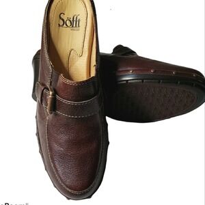 SOFFT - New Dark Brown Leather Healed Mule Size 7M‎